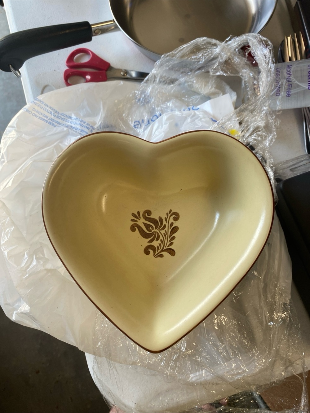 Pfaltzgraff Tan and Brown Heart-Shaped Ceramic Dish